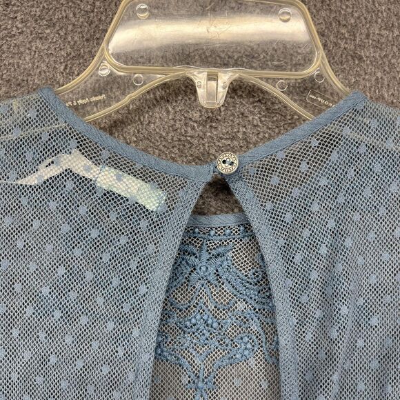 Kimchi Blue Dress Womens Small Blue Embroidered Lace Mesh Boho Flare Lined - Picture 15 of 16
